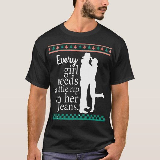 すべての少女はジーンズの黄色に少し裂ける必要がある Tシャツ (正面)