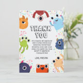 すべての年齢のための小さなモンスターの誕生日パーティー サンキューカード (スタンド正面)
