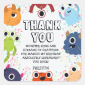 すべての年齢のための小さなモンスターの誕生日パーティー スクエアシール (正面)