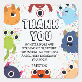 すべての年齢のための小さなモンスターの誕生日パーティー スクエアシール