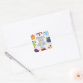 すべての年齢のための小さなモンスターの誕生日パーティー スクエアシール (封筒)