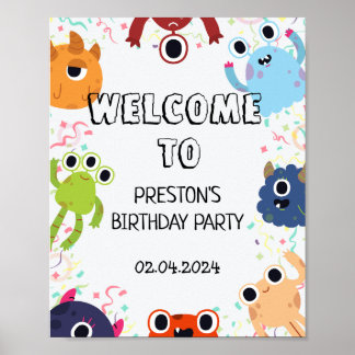 すべての年齢のための小さなモンスターの誕生日パーティー ポスター