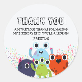すべての年齢のための小さなモンスターの誕生日パーティー ラウンドシール