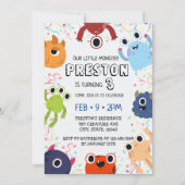 すべての年齢の小さなモンスター誕生日パーティー 招待状 (正面)