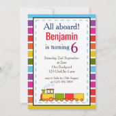 すべての年齢の誕生日に最適なパーソナライズされた列車 招待状 (正面)