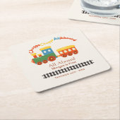 すべての年齢の誕生日トレインカラフルチュガのすべての乗船 スクエアペーパーコースター (アングル)