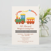 すべての年齢の誕生日トレインカラフルチュガのすべての乗船 招待状 (スタンド正面)