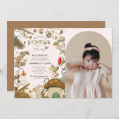 すべての年齢キノコの森の妖精の女の子の誕生日 招待状 (正面/裏面)