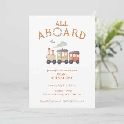 すべての年齢列車に乗って誕生日 招待状 (スタンド正面)