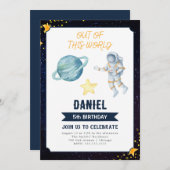 すべての年齢層の外部空間誕生日招待状 招待状 (正面/裏面)