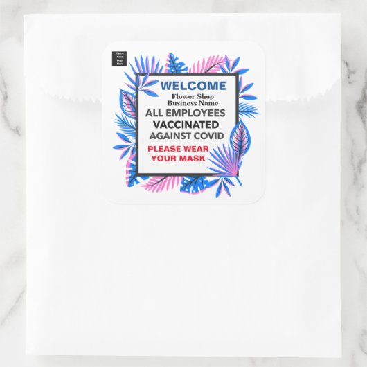  すべての従業員にワクチン接種済みビジネス·ウェルカム  スクエアシール (バッグ)