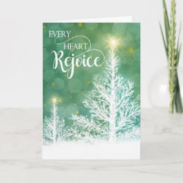 すべての心よ、喜べ 冬の松の宗教的なクリスマスカード シーズンカード