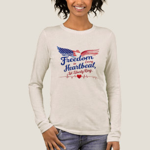 すべての心拍の自由 – 愛国的長袖 トライブレンドTシャツ