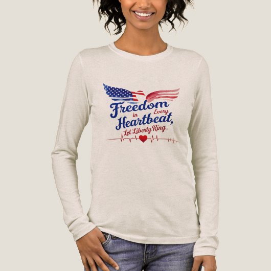 すべての心拍の自由 – 愛国的長袖 トライブレンドTシャツ (正面)