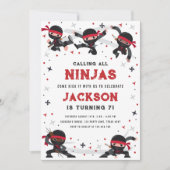 すべての忍者武術アーツボーイ誕生日 招待状 (正面)