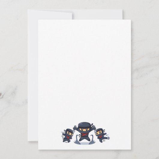 すべての忍者 – キッドの忍者誕生日招待状の呼び出し 招待状 (裏面)