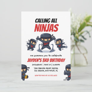 すべての忍者 – キッドの忍者誕生日招待状の呼び出し 招待状