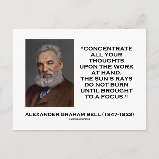 すべての思考を仕事に集中させなさい - ベル氏の名言 ポストカード (正面)