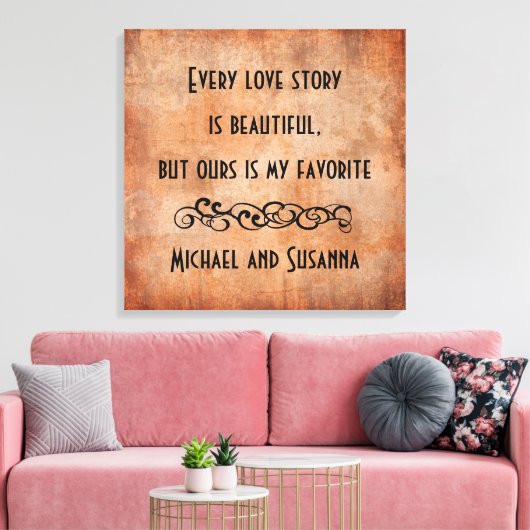 すべての愛の物語が美しいパーソナライズされた引用文 キャンバスプリント (インサイチュ (リビング))