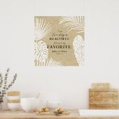 すべての愛の物語が美しい熱帯の葉葉の ポスター (キッチン)