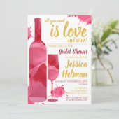 すべての愛ワインのPlashの水彩画のブライダルシャワー 招待状 (スタンド正面)