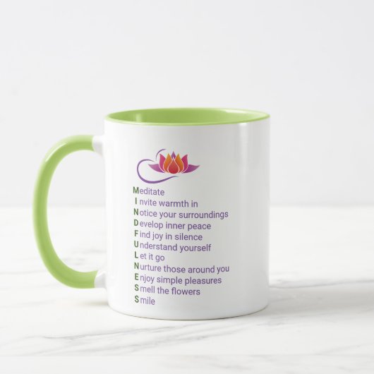 すべての手紙のマインドフルネスギフトマグ表現 マグカップ (左)