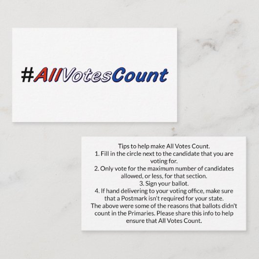 すべての投票投票のヒント付き名刺をカウント 名刺 (正面/裏面)