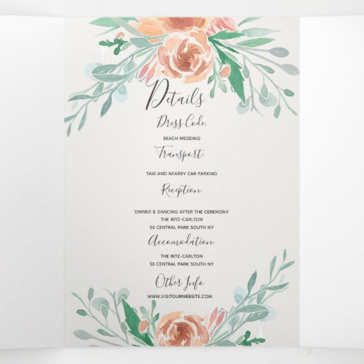 すべての招待プログラムrsvp詳細受信 三つ折り招待状 (内部中)