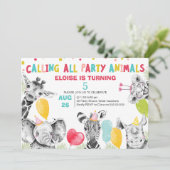 すべての描パーティー動物サファリ誕生日 招待状 (スタンド正面)