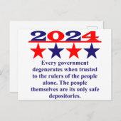 すべての政府が信頼されると崩壊する – Politi ポストカード (正面/裏面)