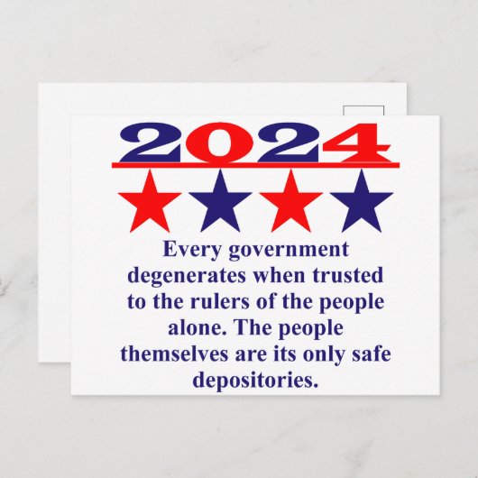 すべての政府が信頼されると崩壊する – Politi ポストカード (正面/裏面)