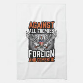 すべての敵に反抗する愛国的な鷲のTシャツデザイン_1 キッチンタオル (縦)