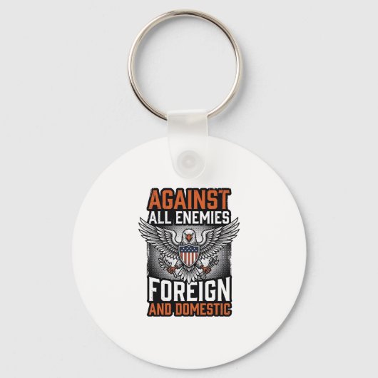 すべての敵に反抗する愛国的な鷲のTシャツデザイン_1 キーホルダー (正面)