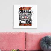 すべての敵に反抗する愛国的な鷲Tシャツデザイン_1 キャンバスプリント (インサイチュ (リビング))