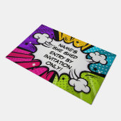 すべての文字の変更の名前の追加Shed漫画ポップ・アートのスタイル ドアマット (アングル)