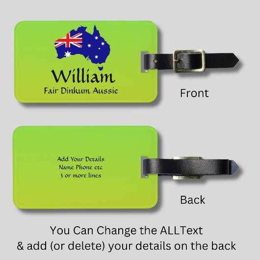 すべての文字の変更,フェアディンクムオーストラリア国旗のマップ ラゲッジタグ