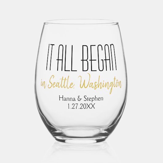すべての新しいカップルのホームタウンを始めた場所 ステムなしワイングラス (正面)