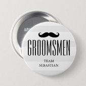 すべての新郎の人|のカスタムな花婿の付添人の髭 缶バッジ (正面&裏面)