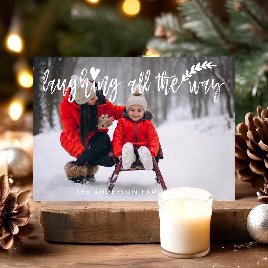 すべての方法でブラシのスクリプトを笑うクリスマスの写真 シーズンカード