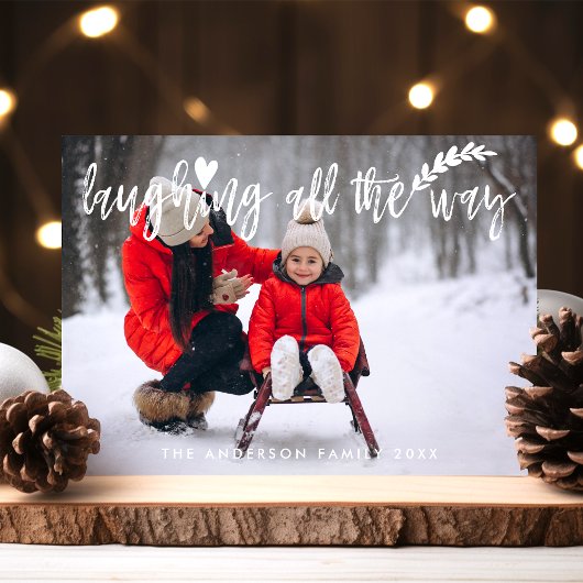 すべての方法でブラシのスクリプトを笑うクリスマスの写真 シーズンカード