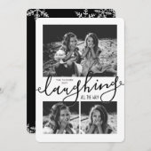 すべての方法で笑う3写真の雪の結晶クリスマス シーズンカード (正面/裏面)