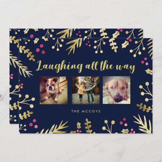 すべての方法を笑う海軍の休日クリスマスフォト シーズンカード (正面/裏面)