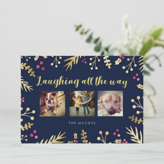 すべての方法を笑う海軍の休日クリスマスフォト シーズンカード (スタンド正面)