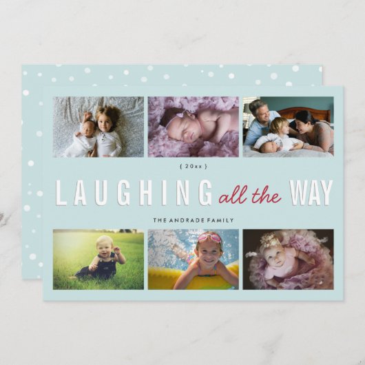 すべての方法を笑わせる休日の写真のコラージュのクリスマス シーズンカード (正面/裏面)