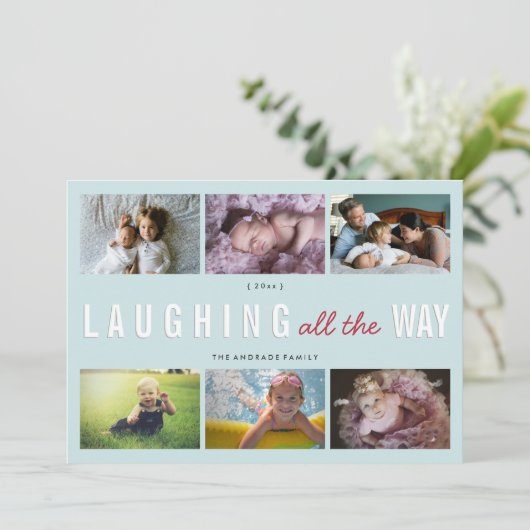 すべての方法を笑わせる休日の写真のコラージュのクリスマス シーズンカード (スタンド正面)