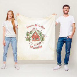 すべての日 | Red Christmas House フリースブランケット