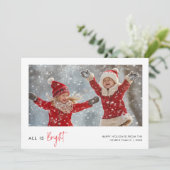 すべての明るいクリスマスの子供のおもしろい写真グリーティング シーズンカード (スタンド正面)