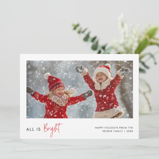 すべての明るいクリスマスの子供のおもしろい写真グリーティング シーズンカード (スタンド正面)