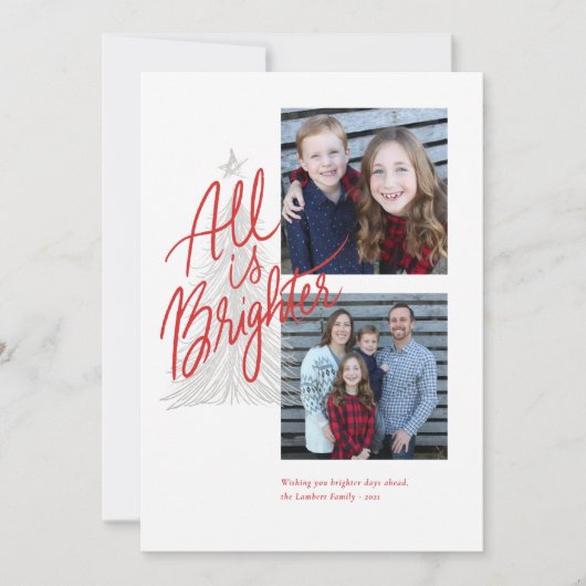 すべての明るい2フォトクリスマスカード 招待状 (正面)