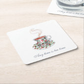 すべての時間はティータイムスローガン引用文ヴィンテージカップ スクエアペーパーコースター (アングル)